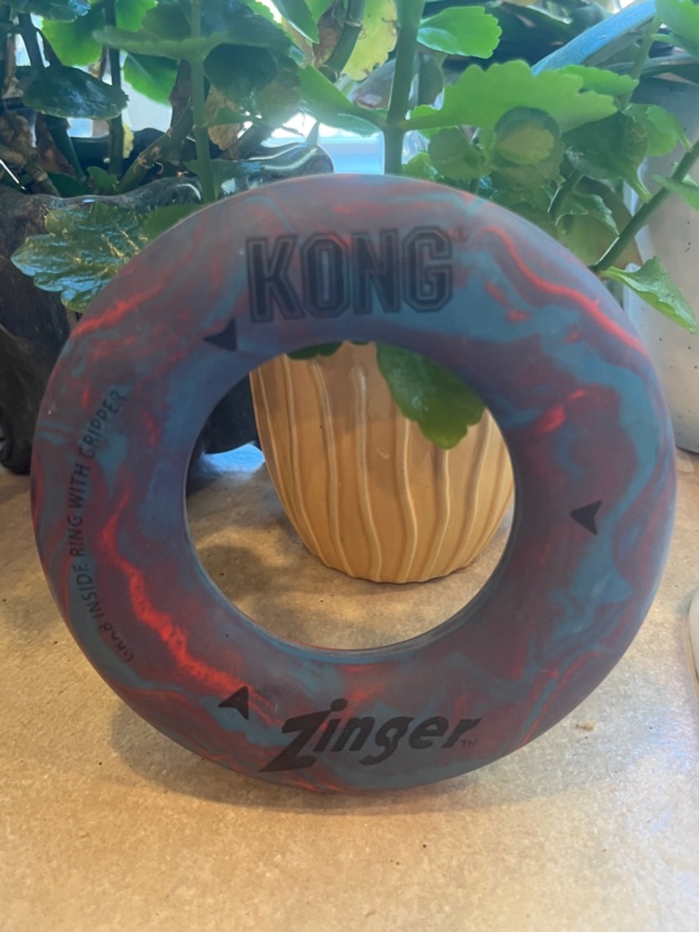 Kong Zinger Ring Toy - Blue & Red Marble 5” across no launcher M/L